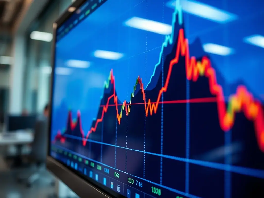 A graph showing consistent growth in investment returns over a five-year period, set against the backdrop of the Johannesburg Stock Exchange.